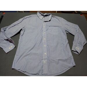 IZOD Shirt Men XLT Blue Stripe Button Down Oxford Preppy College Work Classic